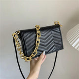 Embroidered Retro Chain Shoulder Bag Crossbody Messenger Leather Handbag
