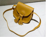 Kids Small Tassel Messenger Bag Solid Cover Crossbody Bag