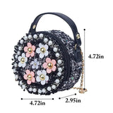 Flower Decoration Girls Bags Wild Chain Diagonal Shoulder Bags