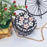 Flower Decoration Girls Bags Wild Chain Diagonal Shoulder Bags