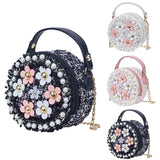 Flower Decoration Girls Bags Wild Chain Diagonal Shoulder Bags