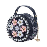 Flower Decoration Girls Bags Wild Chain Diagonal Shoulder Bags