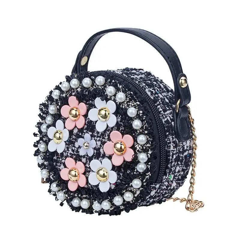 Flower Decoration Girls Bags Wild Chain Diagonal Shoulder Bags
