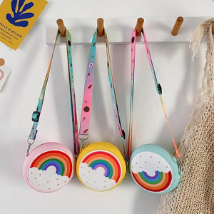 Rainbow Printed Donut Crossbody Bag for Girls