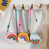 Rainbow Printed Donut Crossbody Bag for Girls