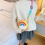 Rainbow Printed Donut Crossbody Bag for Girls