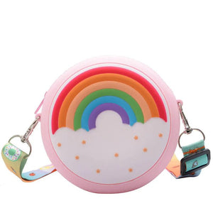 Rainbow Printed Donut Crossbody Bag for Girls