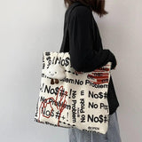 Cartoon Print Canvas Shopping Bag Eco Handbag Tote