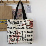 Cartoon Print Canvas Shopping Bag Eco Handbag Tote