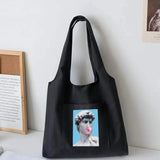 Korea Style Canvas Vest Shoulder Bag Women Funny Print Tote