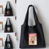 Korea Style Canvas Vest Shoulder Bag Women Funny Print Tote