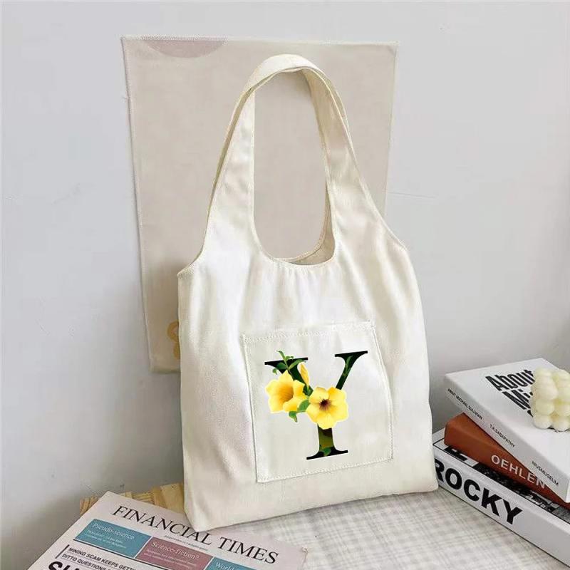 Harajuku Flower Print Large Tote Bag for Women