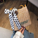 Summer Beach Straw Bags for Women Crossbody Bags Ladies Letter Embroidery