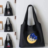 Canvas Commuter Shopper Vest Bag Women's Shopping Bags Cotton Cloth Astronaut Se