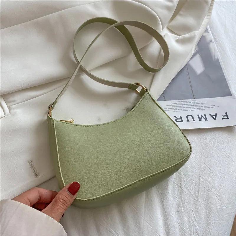 Solid PU Leather Shoulder Underarm Bag Women's Handbag