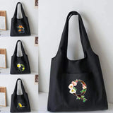 Flower Canvas Vest Bag Women Shoulder Bag Harajuku Casual Shopping Bag