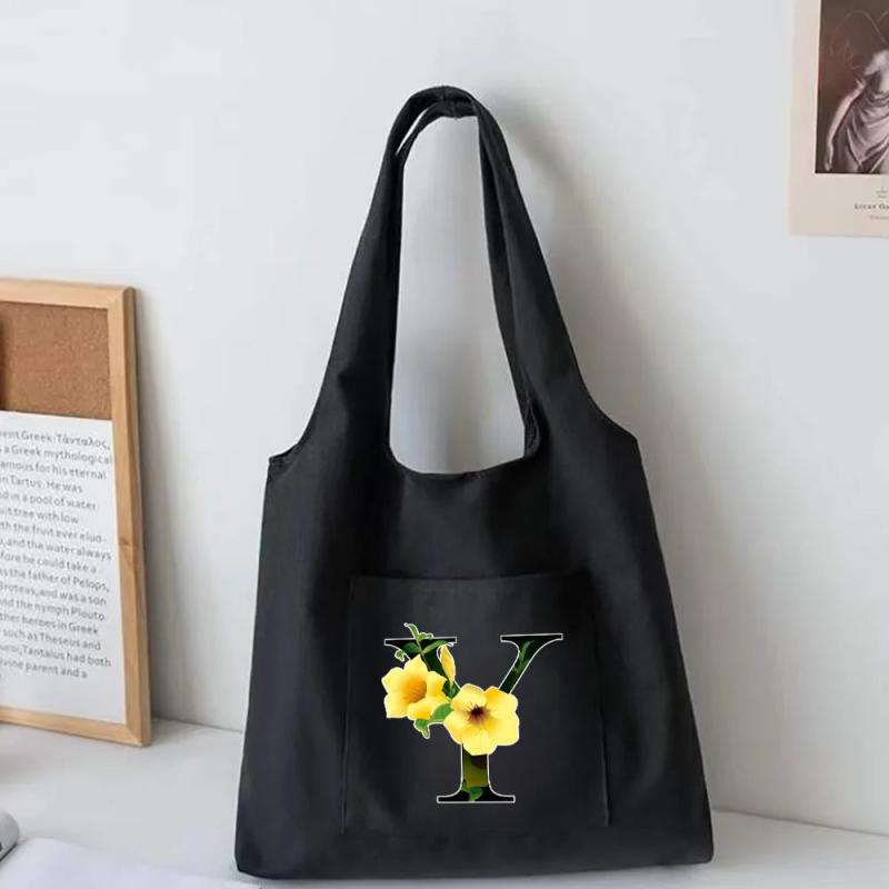 Flower Canvas Vest Bag Women Shoulder Bag Harajuku Casual Shopping Bag