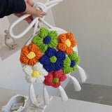 Women's Shoulder Bag Flower Tassel Decorated Crossbody Beach Travel Bag