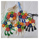 Women's Shoulder Bag Flower Tassel Decorated Crossbody Beach Travel Bag
