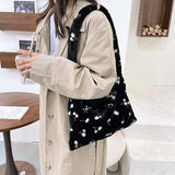 Plush Cherry Pattern Shoulder Bag Women's Small Handbag