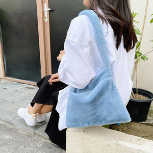 Plush Cherry Pattern Shoulder Bag Women's Small Handbag