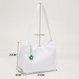 Solid Nylon Underarm Bag with Flower Pendant