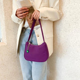 Solid Nylon Underarm Bag with Flower Pendant