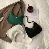 Nylon Solid Shoulder Bag Zipper Small Crescent Messenger Bag Handbags