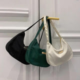 Nylon Solid Shoulder Bag Zipper Small Crescent Messenger Bag Handbags