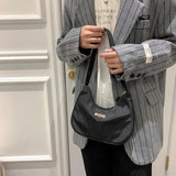 Nylon Solid Shoulder Bag Zipper Small Crescent Messenger Bag Handbags