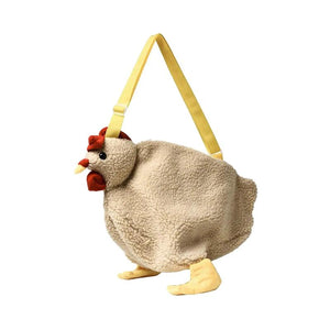 Plush Chicken Shoulder Bag for Women Girls Handbag Zipper Hen Shape