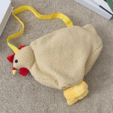 Plush Chicken Shoulder Bag for Women Girls Handbag Zipper Hen Shape