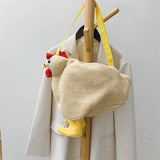 Plush Chicken Shoulder Bag for Women Girls Handbag Zipper Hen Shape