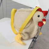 Plush Chicken Shoulder Bag for Women Girls Handbag Zipper Hen Shape