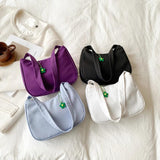 Nylon Underarm Bags Female Casual Shoulder Handbags with Flower Pendant
