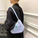 Nylon Underarm Bags Female Casual Shoulder Handbags with Flower Pendant