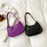 Nylon Underarm Bags Female Casual Shoulder Handbags with Flower Pendant