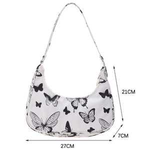 Animal Print Small Nylon Shoulder Bag Women Half Moon Underarm Handbag