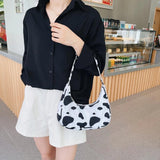 Animal Print Small Nylon Shoulder Bag Women Half Moon Underarm Handbag