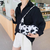 Animal Print Small Nylon Shoulder Bag Women Half Moon Underarm Handbag