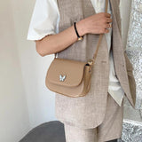 Women Butterfly Shoulder Crossbody Bag Solid Leather Flap