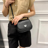 Women Butterfly Shoulder Crossbody Bag Solid Leather Flap