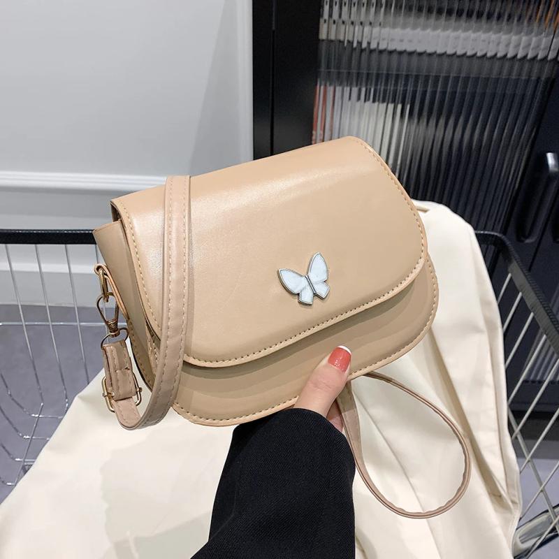 Women Butterfly Shoulder Crossbody Bag Solid Leather Flap