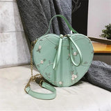 Lace Flower Flap Bag PU Leather Top-Handle Shoulder Crossbody Women Handbag