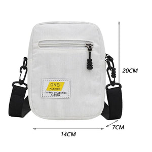 Corduroy Zipper Crossbody Bag Multi-layer Small Soft Shopper Bag