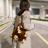 Women's Plush Shoulder Bag Casual Large Capacity Handbags