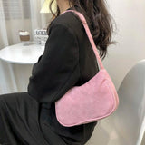 Corduroy Shoulder Bag Solid Handbag Top-handle Tote