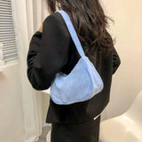 Corduroy Shoulder Bag Solid Handbag Top-handle Tote
