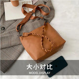 Vintage PU Leather Shoulder Bag School Cross-body Bucket Bags for Women Handbag
