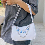Women PU Leather Small Shoulder Underarm Bag Ladies Vintage Butterfly Chain Mini